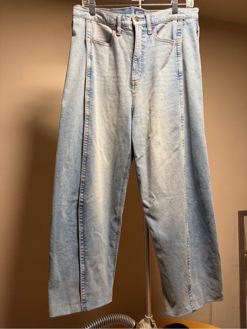 Scoop Slouchy Barrel Leg Jeans Light Wash Seamed Denim 10
